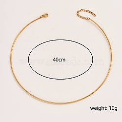 Stainless Steel Simple Thin Collar Necklace, Rigid Choker Necklaces, Golden, 15.75 inch(40cm)(QV1917-1)