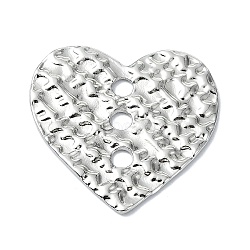 Rack Plating Alloy Links, Textured Heart Connector Charms, Platinum, 28x29x1mm, Hole: 2.5mm(FIND-M014-05G)