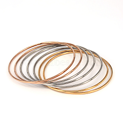 304 Stainless Steel Bangles, Mixed Color, 68.8mm, 1.5mm, about 7pcs/set(BJEW-O115-90)