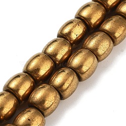 Synthetic Magnetic Hematite Beads Strands, Long-Lasting Plated, Barrel, Golden Plated, 8~8.5x7.5~8mm, Hole: 1mm, about 51pcs/strand, 16.54''(42cm)(G-P545-H01-01A)