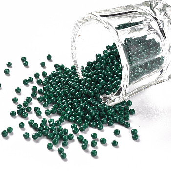 11/0 Grade A Baking Paint Glass Seed Beads, Round, Teal, 2.3x1.5mm, Hole: 1mm, about 5300pcs/50g