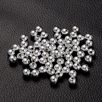 Plating Acrylic Beads, Round, Platinum Color Plated, about 6mm in diameter, hole: 1mm, about 4000pcs/500g