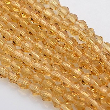 Bicone Glass Beads Strands, Faceted, Peru, 4x4mm, Hole: 1mm, about 92~96pcs/strand, 13.78~14.37 inch