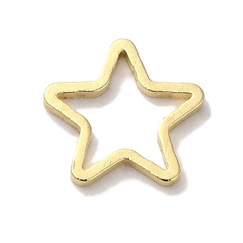 Brass Linking Rings, Lead Free & Cadmium Free, Star, Real 24K Gold Plated, 8x8x1mm, Inner Diameter: 4.5x5mm