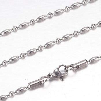 304 Stainless Steel Ball Chain Necklaces, with Lobster Claw Clasps, Stainless Steel Color, 19.5 inch~20 inch(49.5~50.8cm)