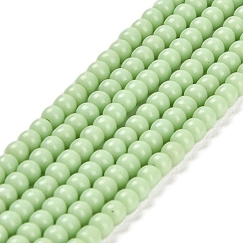 Imitation Jade Glass Beads Strands, Round, Light Green, 2~2.5mm, Hole: 0.6mm, about 173~180pcs/strand, 14.57''~14.84''(37~37.7cm)
