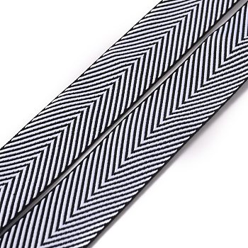 Polyester Twill Tape Ribbon, Herringbone Ribbon, Garment Accessories, White, Black, 1-1/8 inch(30mm)