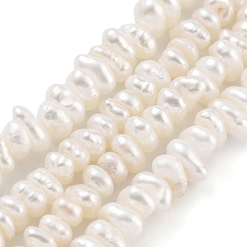 Natural Keshi Pearl Cultured Freshwater Pearl Beads Strands, Baroque Pearls, Nuggets, Grade 3A, Floral White, 3~4mm, Hole: 0.6mm, about 85pcs/strand, 7.09 inch(18cm)