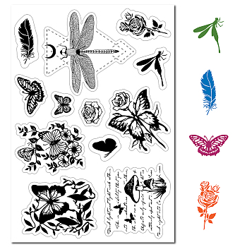Custom PVC Plastic Clear Stamps, for DIY Scrapbooking, Photo Album Decorative, Cards Making, Stamp Sheets, Film Frame, Butterfly Pattern, 160x110x3mm