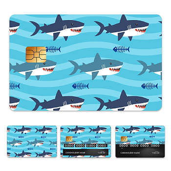 Plastic Waterproof Card Stickers, Self-adhesion Card Skin for Bank Card Decor, Rectangle, Fish, 140x190mm