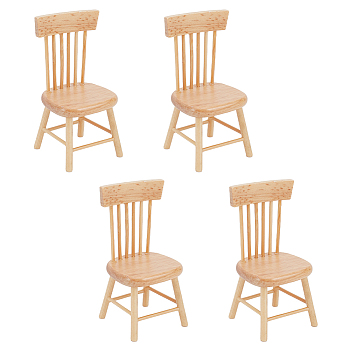 Mini Wood Chairs, Dollhouse Furniture Accessories, for Miniature Dinning Room, Wheat, 40x41x84mm