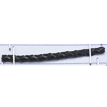 Braided Leather Cord, Dyed, Black, 3mm, 100yards/bundle(300 feet/bundle)