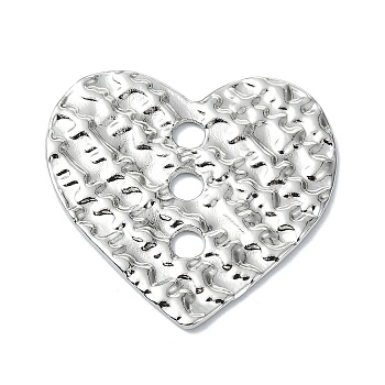 Rack Plating Alloy Links, Textured Heart Connector Charms, Platinum, 28x29x1mm, Hole: 2.5mm