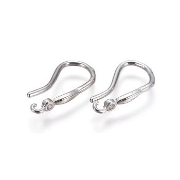 Brass Earring Hooks, with Cubic Zirconia, with Horizontal Loop, Clear, Platinum, 18x2.5mm, Hole: 0.8mm, 18 Gauge, Pin: 1mm