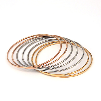 304 Stainless Steel Bangles, Mixed Color, 68.8mm, 1.5mm, about 7pcs/set