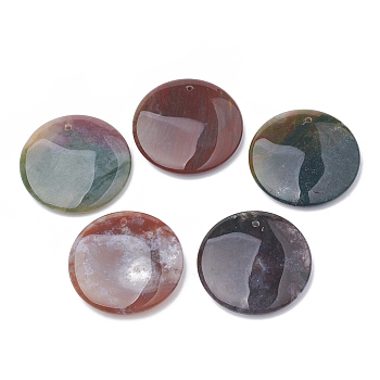 Natural Indian Agate Pendants, Flat Round, 41x7.5~8mm, Hole: 1.5mm