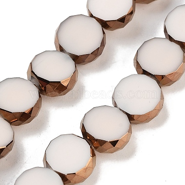 Snow Flat Round Glass Beads