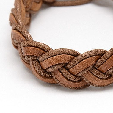 Trendy Unisex Casual Style Braided Waxed Cord and Leather Bracelets(BJEW-L297-03)-2