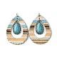 Teardrop Alloy & Synthetic Turquoise & Imitation Leather Big Pendants(FIND-G069-03P-02)-1