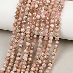 Natural Rhodonite Beads Strands, Round, Faceted, 4~4.5mm, Hole: 0.6mm, about 98pcs/strand, 15.59''(39.6cm)(G-B175-D10-4mm)