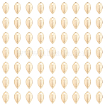 72Pcs Brass Charms, Long-Lasting Plated, Leaf, Real 24K Gold Plated, 7x4x1mm, Hole: 1mm(KK-LP0001-38)