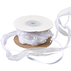 Polyester & Plastic Beads Ribbon, for Garment Accessories, Gift Decoration, White, 1/8~3/8 inch(4~10mm), 5 yard/roll(OCOR-WH20012-61B)