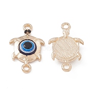 Alloy Connector Charms, with Evil Eye Resin, Tortoise Links, Light Gold, 24.5x15x3.5mm, Hole: 1.8mm(FIND-C019-33KCG)