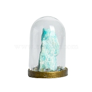 Raw Electroplate Natural Amazonite Species Bell Jar Cloches, Crystal Stone Display Decoration, with Glass Cover, 27x41mm(PW-WG54414-05)