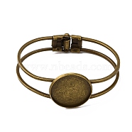 Brass Bangle Making, Blank Bangle Base, with Iron Tray Findings, Flat Round, Antique Bronze, Tray: 25mm, 62x48mm(MAK-Q011-73AB-25mm)