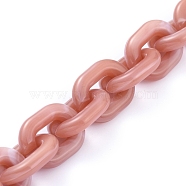 Transparent Acrylic Handmade Cable Chain, Oval, Rosy Brown, 23.5x18x5mm, about 39.37 inch(1m)/strand(AJEW-JB00542-08)