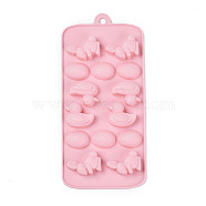 Food Grade Silicone Molds, Fondant Molds, For DIY Cake Decoration, Chocolate, Candy, UV Resin & Epoxy Resin Jewelry Making, Mixed Shapes, Pink, 226x106x16.5mm(DIY-L025-033)