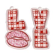 Valentine's Day Double-Sided Printed Acrylic Pendants, Word LOVE, Lip, Pendant 1:52..5x30x2.5mm, Pendant 2: 50.5x22.5x2.5mm, Hole: 2mm.(MACR-R005-04C)