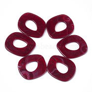 Acrylic Linking Rings, Quick Link Connectors, For Jewelry Chains Making, Imitation Gemstone Style, Dark Red, 51.5x45x3.5mm, Hole: 23x16mm, about: 78pcs/500g(OACR-S021-29J)