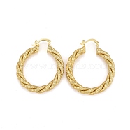 Rack Plating Brass Twist Rope Hoop Earrings for Women, Lead Free & Cadmium Free, Real 18K Gold Plated, 41.5x35x5mm, Pin: 0.6x1.2mm(EJEW-C014-02G)