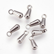 201 Stainless Steel Charms, Chain Extender Drop, Teardrop, Stainless Steel Color, 8x3mm, Hole: 1mm(STAS-P204-01P)