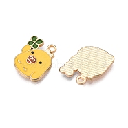 Rack Plating Alloy Enamel Pendants, Cadmium Free & Lead Free, Light Gold, Chick Charm, Gold, 17x13x1.5mm, Hole: 1.5mm(ENAM-T020-12-RS)