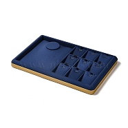 10-Slot PU Leather Pendant Necklace Display Tray Stands, Jewelry Organizer Holder for Necklace Storage, Rectangle, Dark Blue, 30.5x20.5x3cm(VBOX-C003-10B)