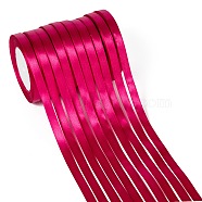 Single Face Satin Ribbon, Polyester Ribbon, Hot Pink, 3/8 inch(10mm), about 25yards/roll(22.86m/roll), 10rolls/group, 250yards/group(228.6m/group)(RC10mmY028)