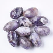 Natural Amethyst Gemstone Egg Stone, Pocket Palm Stone for Anxiety Relief Meditation Easter Decor, 30x19~22mm(G-S220-16)