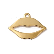 304 Stainless Steel Charms, Laser Cut, Lip Charm, Real 14K Gold Plated, 13x17.5x1mm, Hole: 1.4mm(STAS-L022-307G)