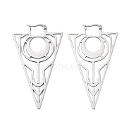 304 Stainless Steel Triangle Hoop Earrings, Stainless Steel Color, 68x40x1mm(EJEW-M031-01P)