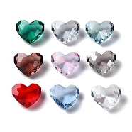 Transparent Glass Rhinestone Cabochons, Faceted, Heart, Pointed Back, Mixed Color, 9.5x12x5.5mm(RGLA-B003-02A)