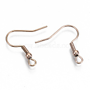 304 Stainless Steel Earring Hooks, Ear Wire, with Horizontal Loop, Cadmium Free & Nickel Free & Lead Free, Rose Gold, 20~22x22mm, Hole: 2mm, Pin: 0.7mm(X-STAS-S111-001RG-NR)