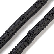 Natural Lava Rock Dyed Beads Strands, Disc, Heishi Beads, Black, 6x3~3.5mm, Hole: 1.5mm, about 114pcs/strand, 14.96''(38cm)(G-K375-G07-01)