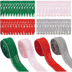 BENECREAT 4 Rolls 4 Colors Cotton Fringe Ribbon, Tassel Lace Trim, Clothes Accessories Decoration, Mixed Color, 1-5/8 inch(40mm), about 5 yards/roll, 1 roll/color(OCOR-BC0001-92)
