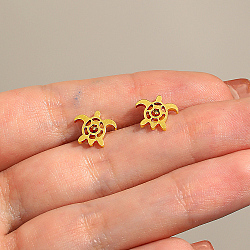 Stainless Steel Stud Earring, Real 18K Gold Plated, Tortoise, No Size(LM7211-1)