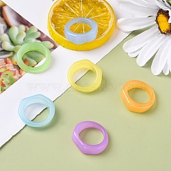 Chunky Transparent Acrylic Finger Rings for Teen Girl Women, Mixed Color, US Size 7 1/2(17.7mm)(RJEW-T010-17)