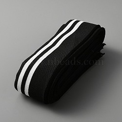 Polyester Elastic Cords, Flat with Strip Pattern, Black, 55mm, about 1.20 Yards(1.1m)/Strand(OCOR-WH0071-031A)