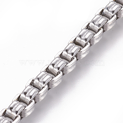 Tarnish Resistant 304 Stainless Steel Venetian Chains, Box Chains, Unwelded, Stainless Steel Color, 5.5mm, Links: 5x5.5x3mm(CHS-L020-010P)