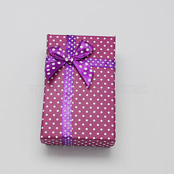 Cardboard Necklace Boxes with Bowknot and Sponge Inside, for Necklaces and Pendants, Rectangle, Purple, 80x50x25mm(X-CBOX-R012-5)